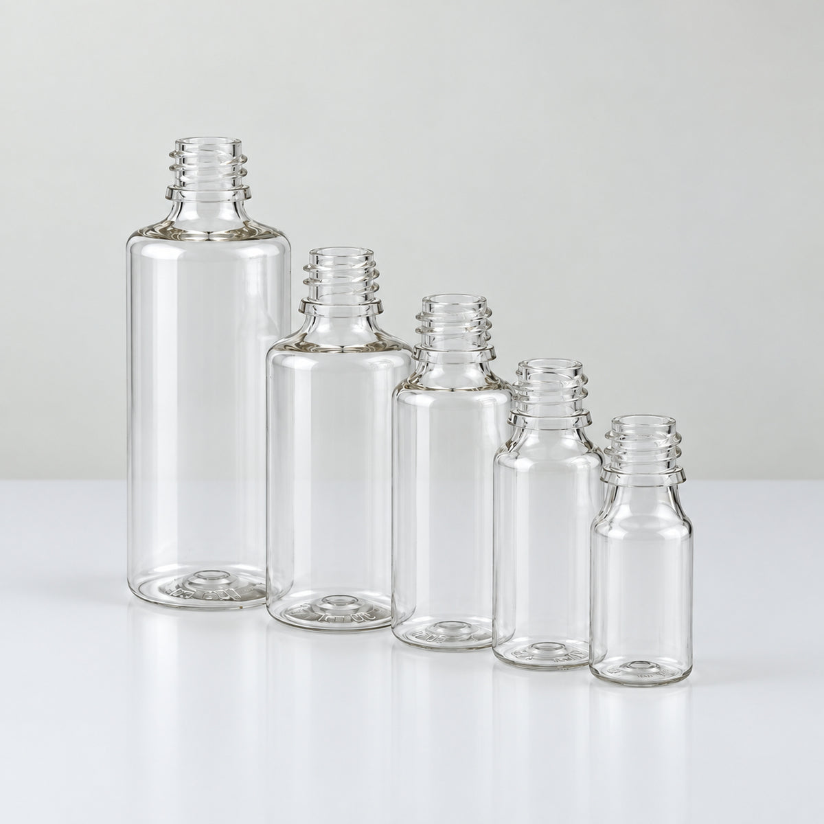 Transparentna PET bočica 10, 20, 30, 50 i 100 ml, grlo 18 mm, bez poklopca - 413100, 413200, 413300, 413400, 413500 | Bazika