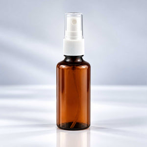 Braon PET bočica 50 ml sa belim sprej raspršivačem, grlo 18 mm - 413400 - 424100 | Bazika