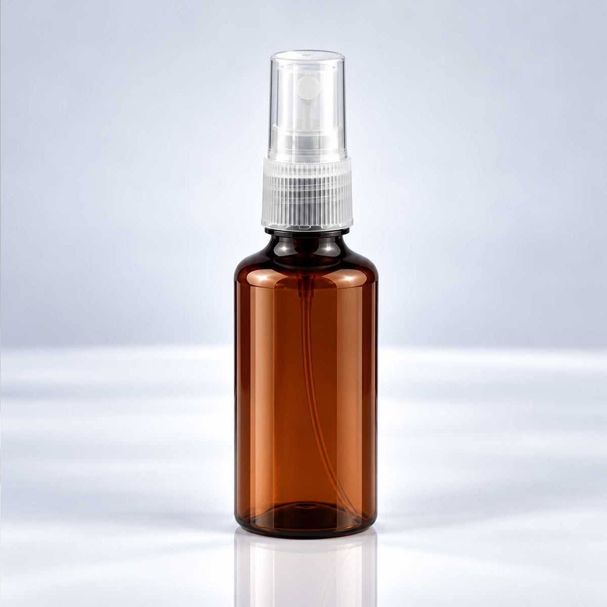 Braon PET bočica 50 ml sa transparentnim sprej raspršivačem, grlo 18 mm - 413400 - 424120 | Bazika