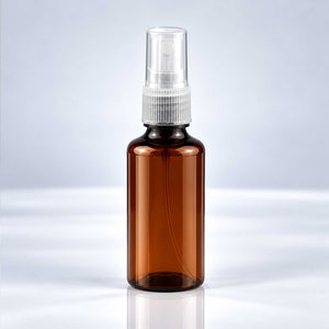 Braon PET bočica 50 ml sa transparentnim sprej raspršivačem, grlo 18 mm - 413400 - 424120 | Bazika
