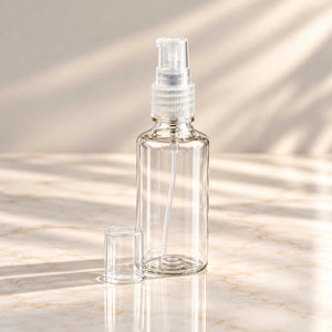 Transparentna PET bočica 50 ml sa transparentnom gel-serum pumpicom, grlo 18 mm - 413400 - 425120 | Bazika