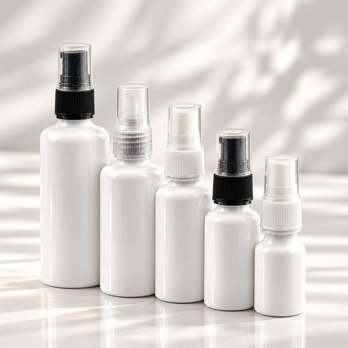 Bela PET bočice sa gel-serum pumpicom 10, 20, 30, 50 i 100 ml, grlo 18 mm - 413100, 413200, 413300, 413400, 413500 - 425100, 425110, 425120 | Bazika