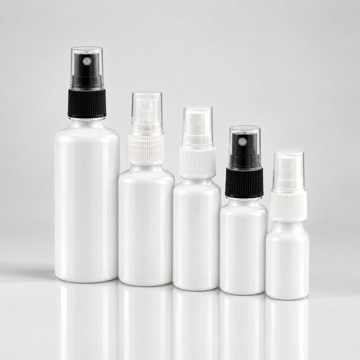 Bela PET bočice sa sprej raspršivačem 10, 20, 30, 50 i 100 ml, grlo 18 mm - 413100, 413200, 413300, 413400, 413500 - 424100, 424110, 424120 | Bazika