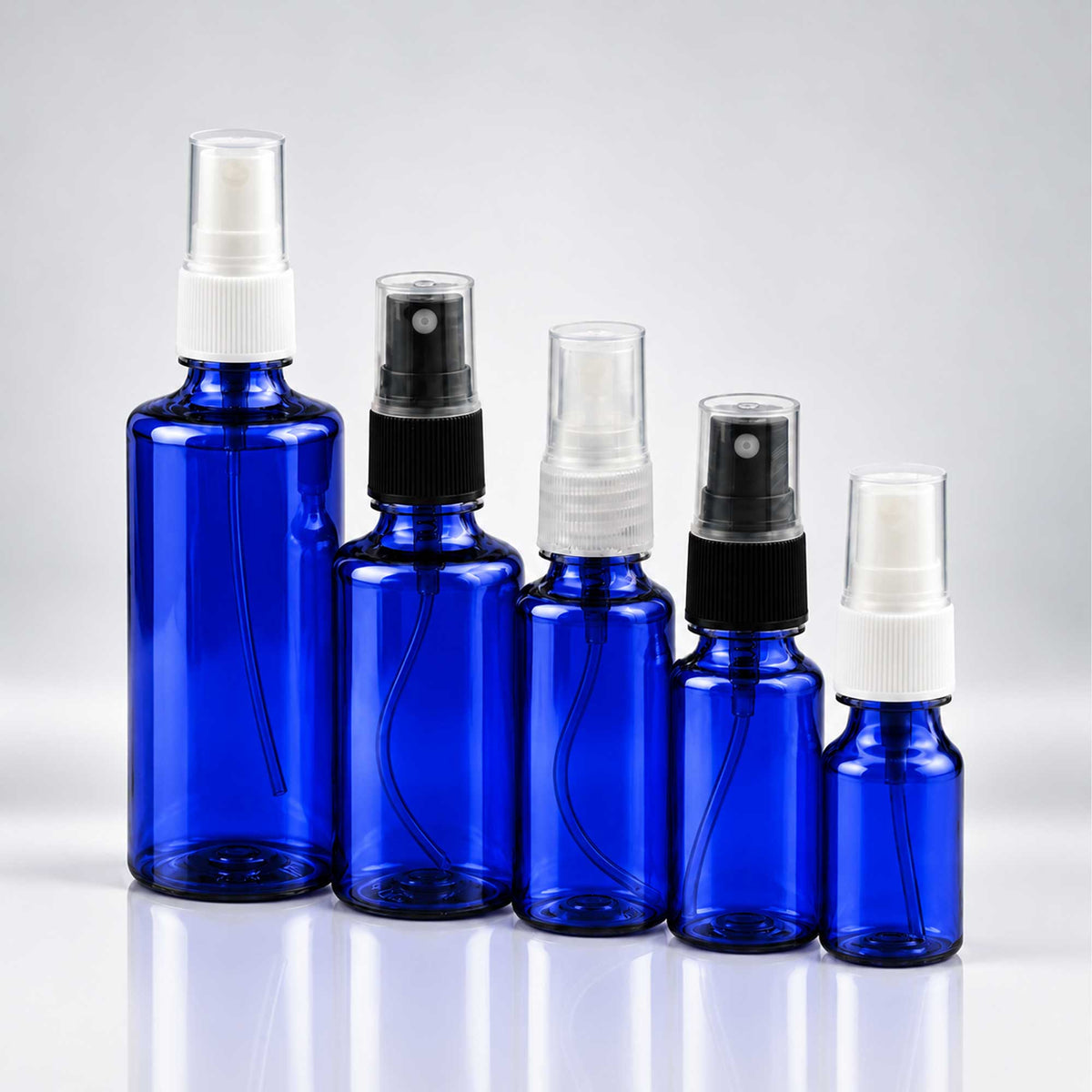 Plava PET bočice sa sprej raspršivačem 10, 20, 30, 50 i 100 ml, grlo 18 mm - 413100, 413200, 413300, 413400, 413500 - 424100, 424110, 424120 | Bazika