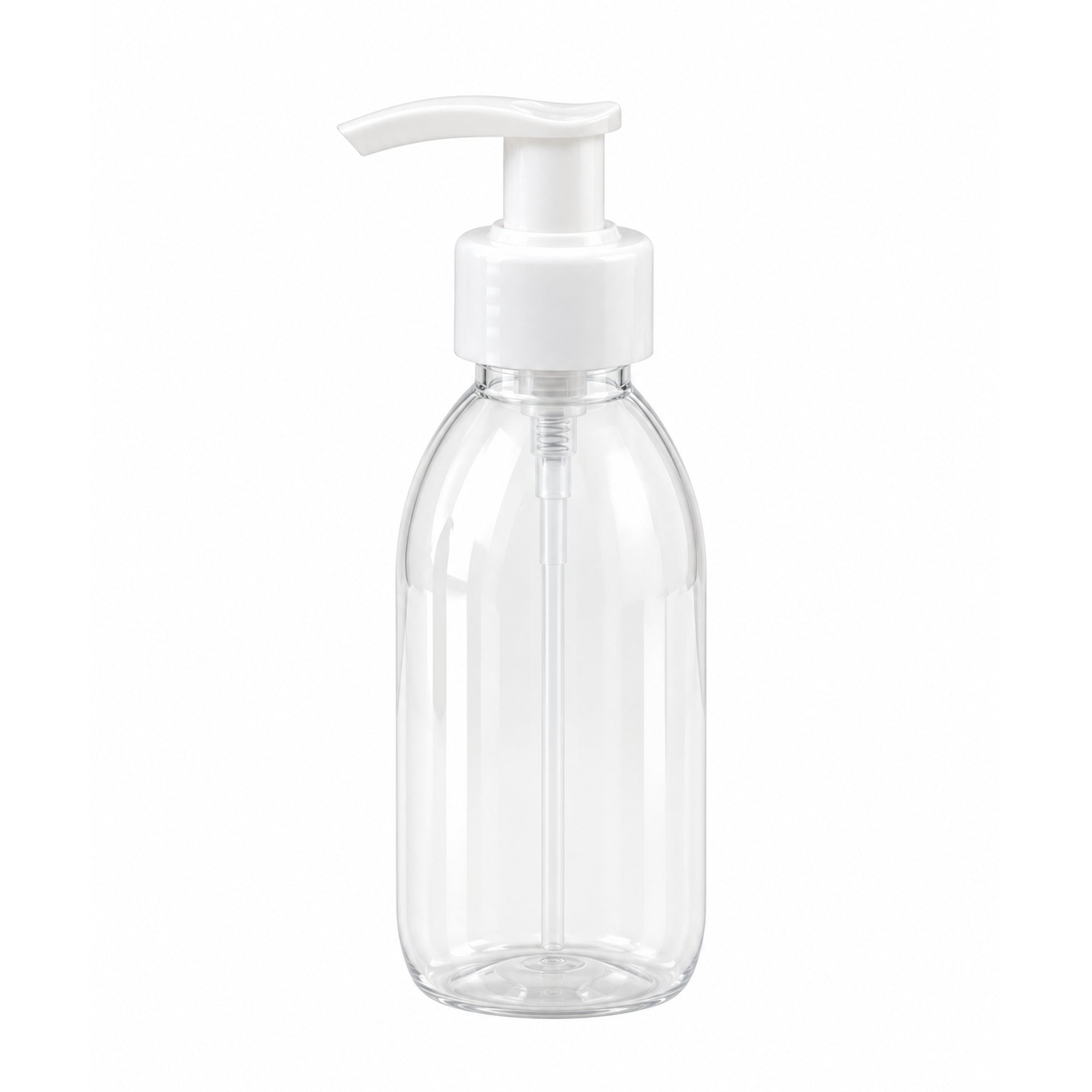Transparentna PET boca za sirup sa belom pumpicom dozatorom A 28/410, beli prsten - 448500 | Bazika