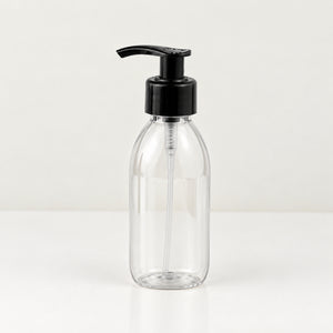 Transparentna PET boca za sirup sa crnom pumpicom dozatorom A 28/410, crni prsten - 448505 | Bazika