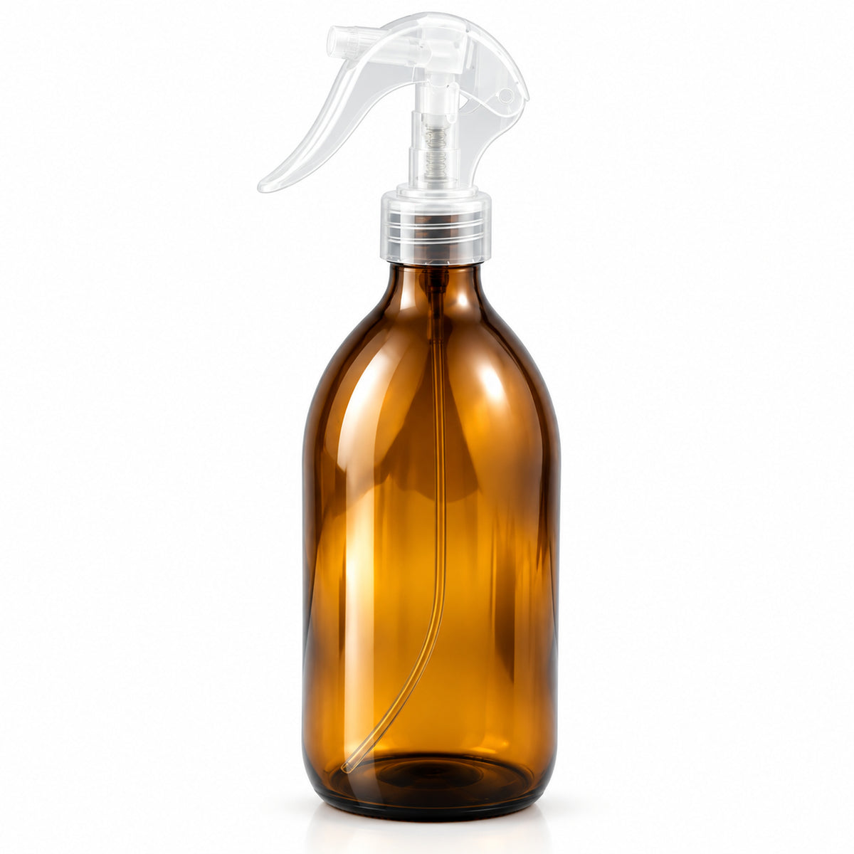 Braon staklena boca za sirup 500 ml, grlo 28 mm, sa transparentnim trigger sprej raspršivačem - 441250, 448460 | Bazika