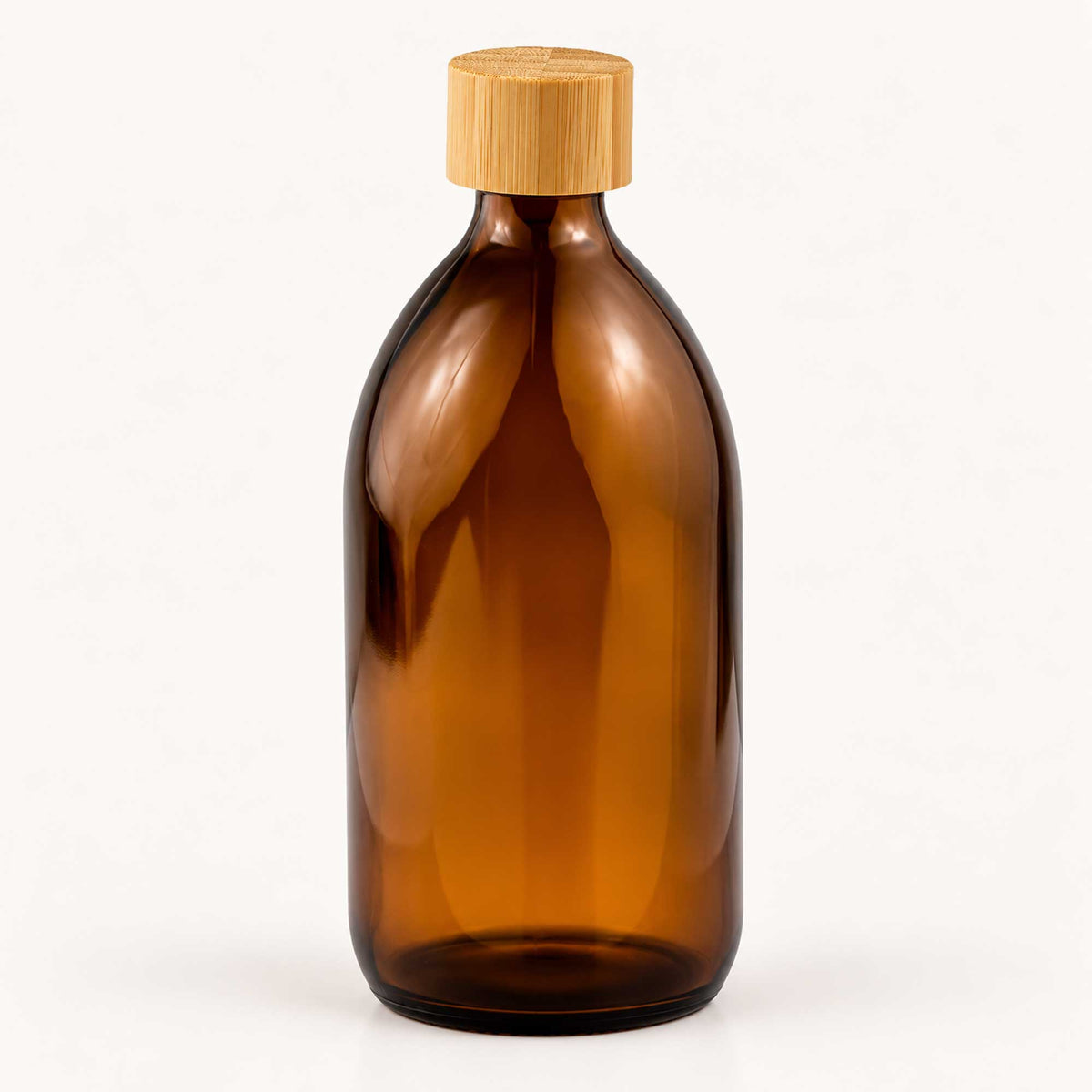 Braon staklena boca za sirup 500 ml, grlo 28 mm, sa bambus poklopcem - 441250, 448190 | Bazika